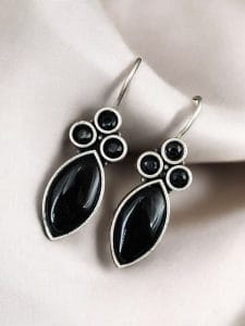 Casual Wear Oxidised Earrings | Affordable Hook Earrings | Earrings Under 100Rs - Color: "Black"