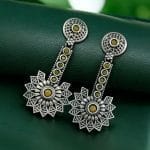 Silver Look aLike Dangler Earrings - Light Weight Casual Earring - "Yellow"