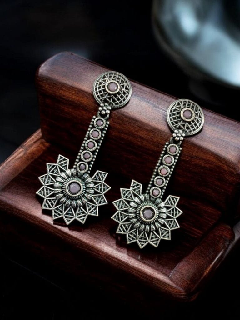 Bulk 458 Silver Look aLike Dangler Earrings - Light Weight Casual Earring - "Babypink"