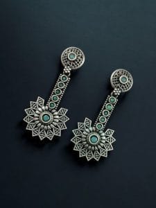 Silver Look aLike Dangler Earrings - Light Weight Casual Earring - Color: "Mint"