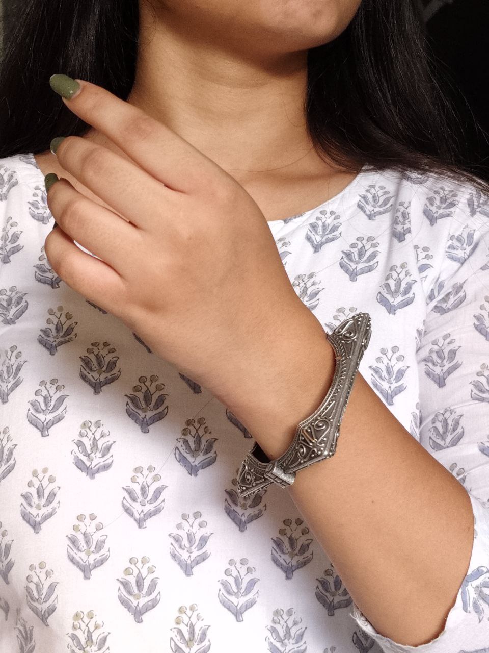 Silver Replica Bangles / Kada for Girls | Oxidized Openable Bracelet 1 Silver-Replica-Bangles-Kada-Oxidized-Openable-Bracelet