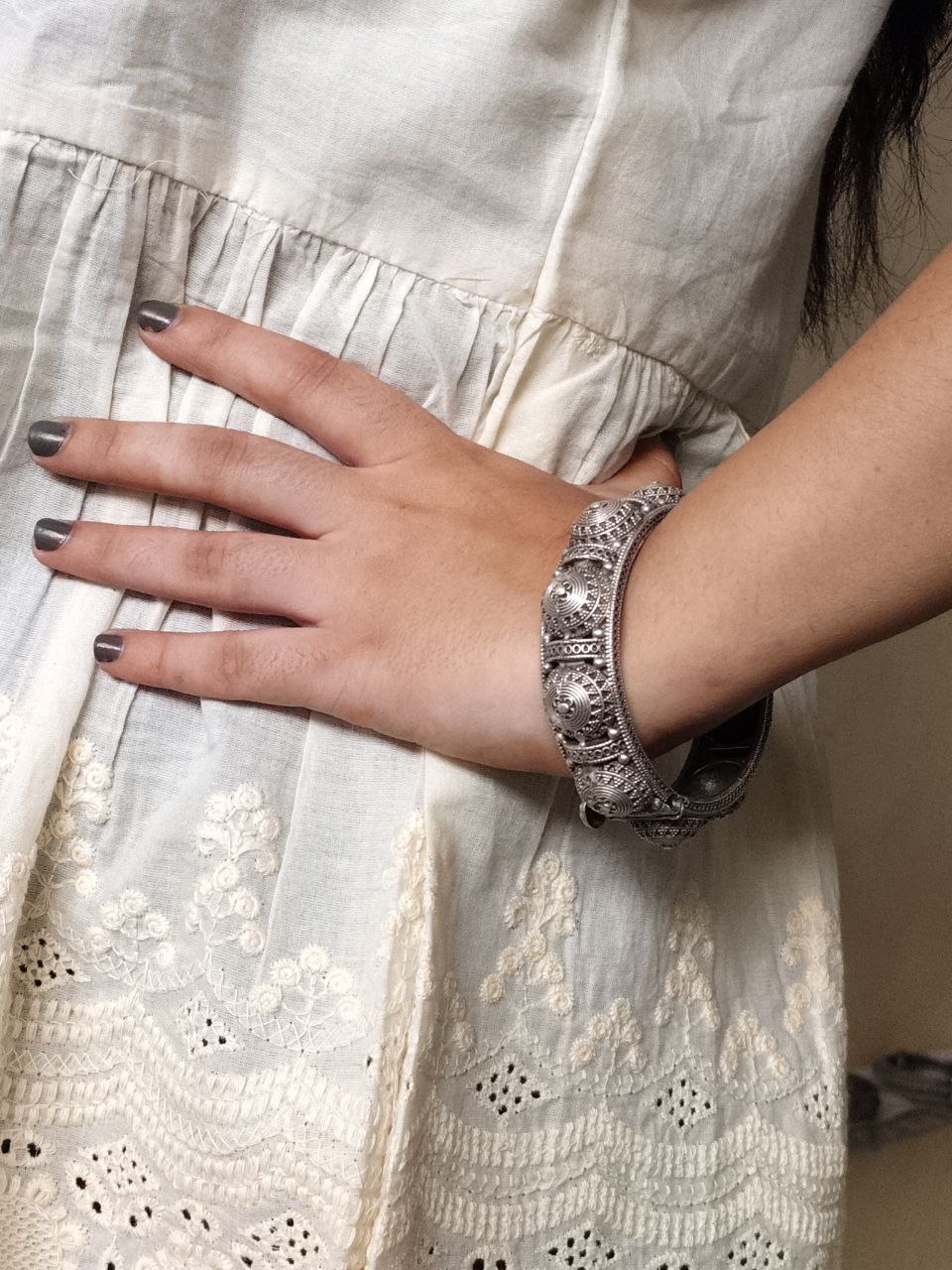 Traditional Silver Replica Bangles / Kada | Best Oxidized Openable Bracelet 6 Traditional Silver Replica Bangles / Kada | Oxidized Openable Bracelet