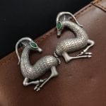 Graceful Deer Earrings - Silver Replica Light Weight Studs - "Green"
