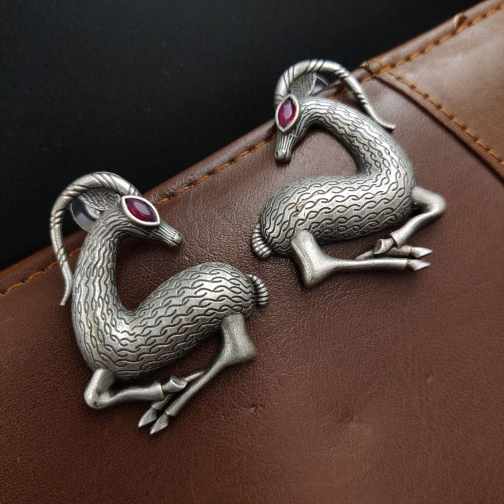 Graceful Deer Earrings - Silver Replica Light Weight Studs