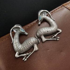 Graceful Deer Earrings - Silver Replica Light Weight Studs - Color: "Mint"