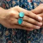 oxidized Monalisa stone Silver Replica ring showcasing its intricate details and unique design.