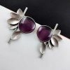 Monalisa Stone Half Flower Stud Earrings - Silver Replica Polish