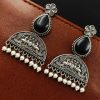 Peacock Design Stud Earrings - Silver Look alike Monalisa Stone Earring