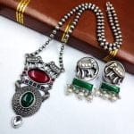 Elephant Chain Pendant Set with Monalisa Stone - Unique Handcrafted Jewelry
