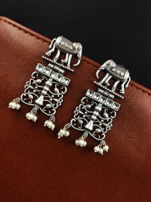 Antique Silver Elephant Earrings - Timeless elegance meets exotic charm.