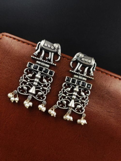 Antique Silver Elephant Earrings - Timeless elegance meets exotic charm.