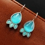 Silver Replica Stone Earrings - Best Hook oxidised Casual Jewelry - "Aqua"