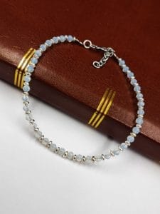Oxidised Crystal Beads Anklet | Affordable Casual Wear Payal For Girls - Color: "White"
