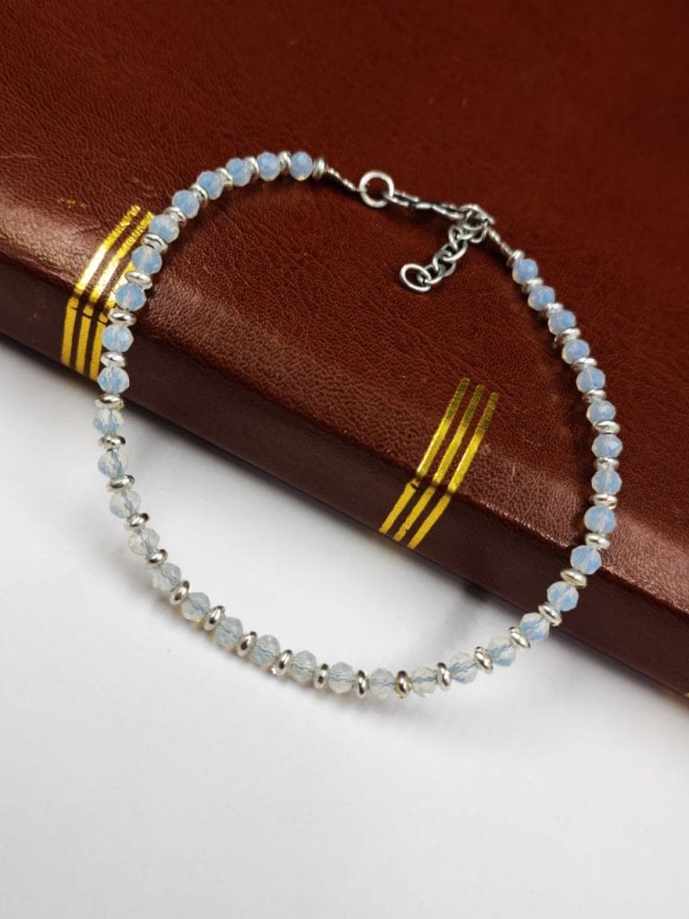 Bulk 330 Oxidised Crystal Beads Anklet | Affordable Casual Wear Payal For Girls - "White"