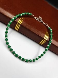 Oxidised Crystal Beads Anklet | Affordable Casual Wear Payal For Girls - Color: "Green"