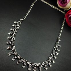 Traditional Rajasthani Choker Necklace in Oxidised Silver