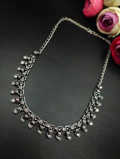 Traditional Rajasthani Choker Necklace in Oxidised Silver