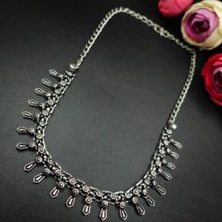 Silver Plated Choker Oxidised Necklace For Girls