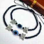 Bulk 12 Oxdised Evil Eye Beads Anklets - Adjustable Size Anklet - "Butterfly 2"