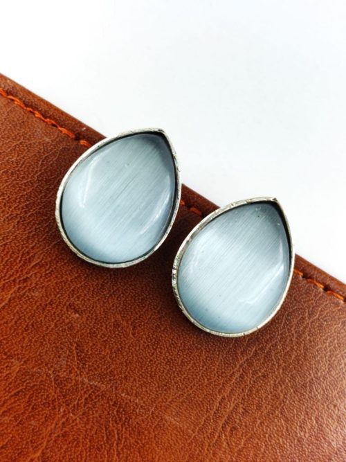 Stone Stud Earrings | Silver Replica Monalisa Earring | Casual Wear Jewelry