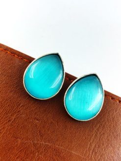 Stone Stud Earrings | Silver Replica Monalisa Earring | Casual Wear Jewelry