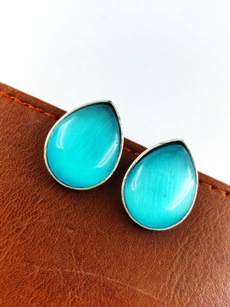 Stone Stud Earrings | Silver Replica Monalisa Earring | Casual Wear Jewelry