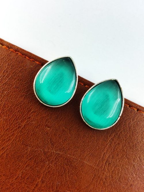 Stone Stud Earrings | Silver Replica Monalisa Earring | Casual Wear Jewelry