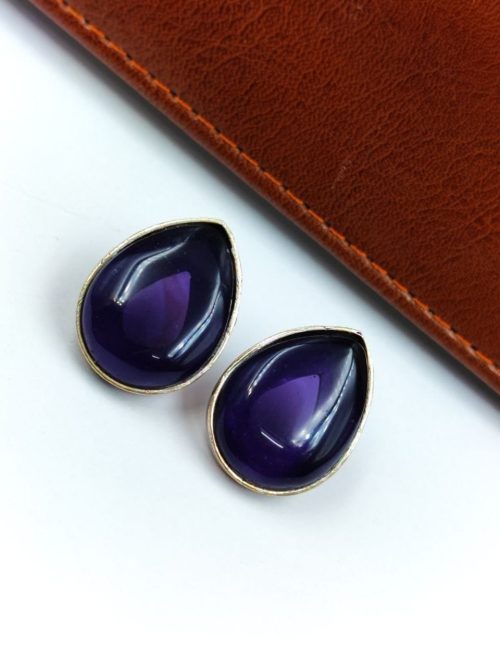 Stone Stud Earrings | Silver Replica Monalisa Earring | Casual Wear Jewelry