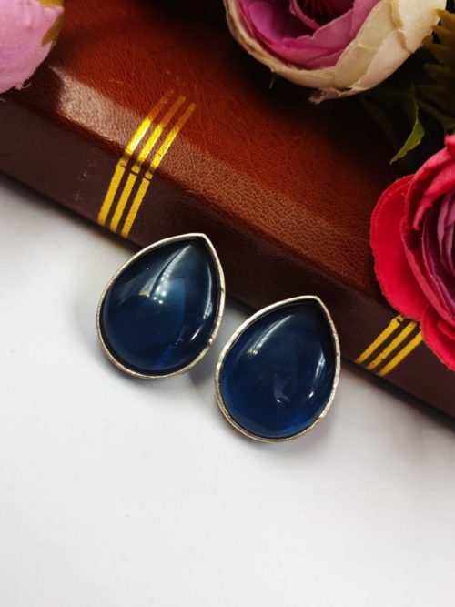 Stone Stud Earrings | Silver Replica Monalisa Earring | Casual Wear Jewelry