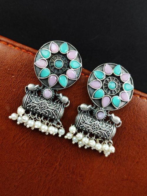 Trendy Oxidised Earrings - Traditional Stud Earring For Girls