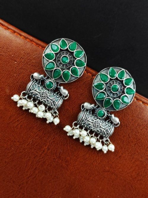 Trendy Oxidised Earrings - Traditional Stud Earring For Girls