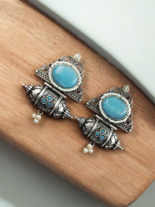 Traditional Afghani Earrings - Best-Selling Pearl Beads Oxidised Studs