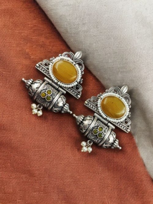 Traditional Afghani Earrings - Best-Selling Pearl Beads Oxidised Studs