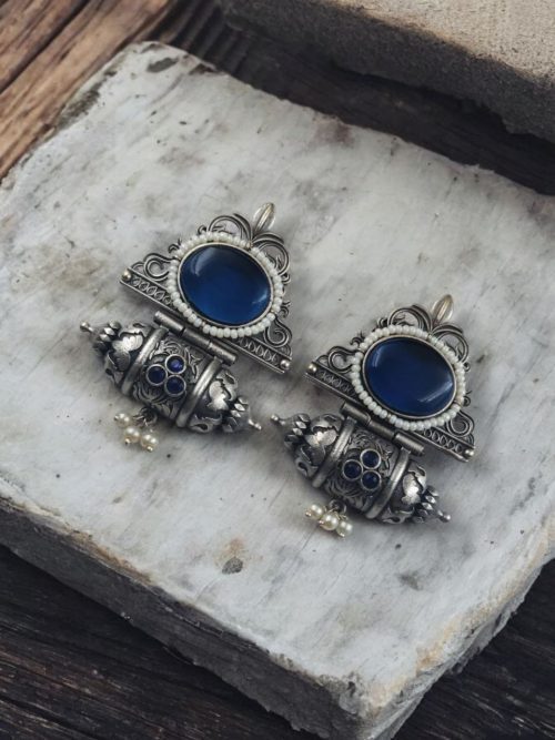 Traditional Afghani Earrings - Best-Selling Pearl Beads Oxidised Studs