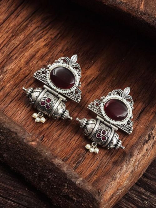 Traditional Afghani Earrings - Best-Selling Pearl Beads Oxidised Studs