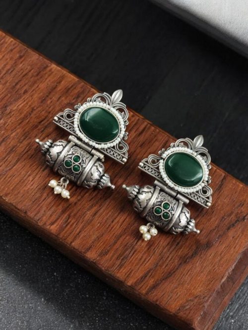 Traditional Afghani Earrings - Best-Selling Pearl Beads Oxidised Studs
