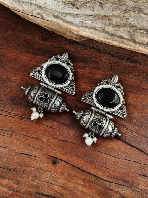 Traditional Afghani Earrings - Best-Selling Pearl Beads Oxidised Studs