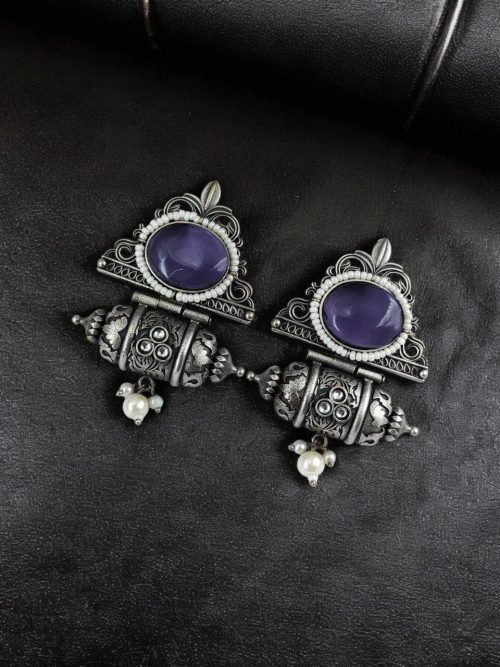 Traditional Afghani Earrings - Best-Selling Pearl Beads Oxidised Studs