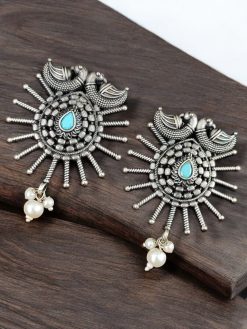 Unique Oxidised Earrings | Designer Iconic Look Dangler Hook Earring