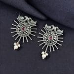 Unique Oxidised Earrings | Designer Iconic Look Dangler Hook Earring - "Pink"