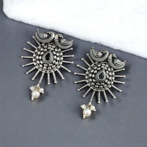 Unique Oxidised Earrings | Designer Iconic Look Dangler Hook Earring - Color: "Black"