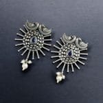 Unique Oxidised Earrings | Designer Iconic Look Dangler Hook Earring - "Blue"