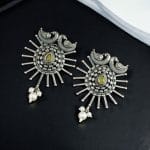 Unique Oxidised Earrings | Designer Iconic Look Dangler Hook Earring - "Yellow"