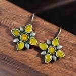 Oxidized Hook Earrings | Silver Look aLike Best-Selling Dailywear Jewelry - "Yellow"