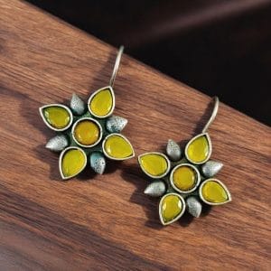 Oxidized Hook Earrings | Silver Look aLike Best-Selling Dailywear Jewelry - Color: "Yellow"