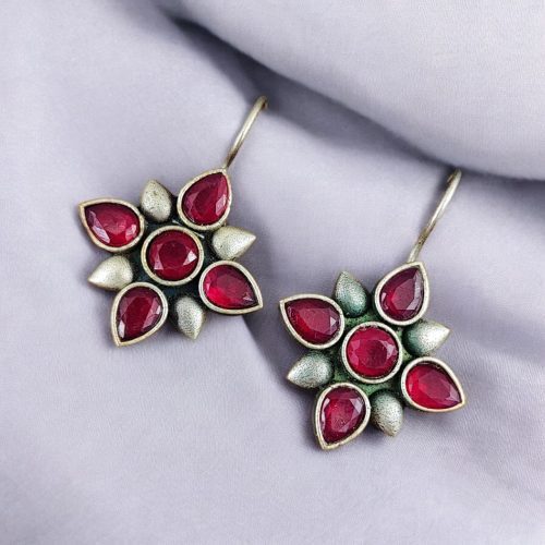 Oxidized Hook Earrings | Silver Look aLike Dailywear Jewelry