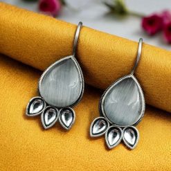 Silver Replica Stone Earrings - Best Hook oxidised Casual Jewelry