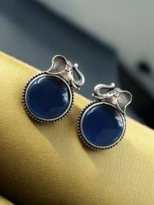 Elephant Stud Earrings - Silver Look alike Best Monalisa Jewellery - Color: "Blue"