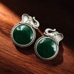 Elephant Stud Earrings - Silver Look alike Best Monalisa Jewellery - "Green"