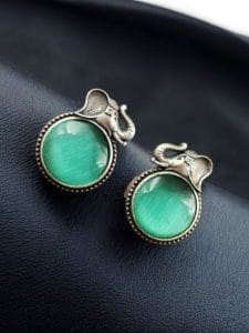Elephant Stud Earrings - Silver Look alike Best Monalisa Jewellery - Color: "Mint"